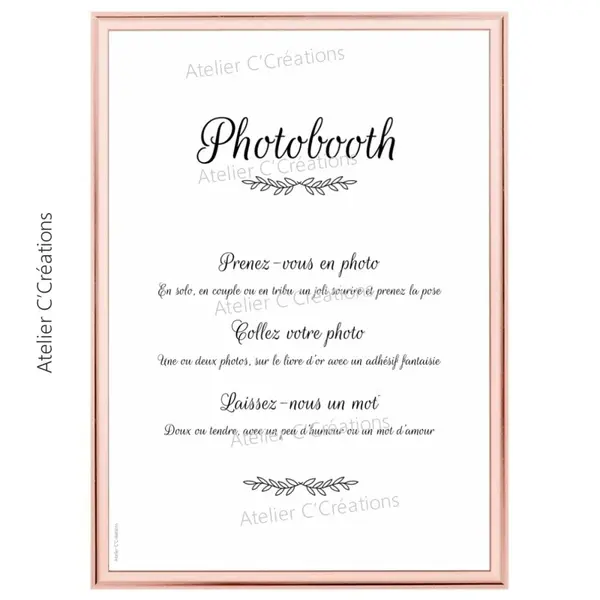 Affiche pour mariage, pancarte photobooth, décoration de mariage - affiche numérique à imprimer