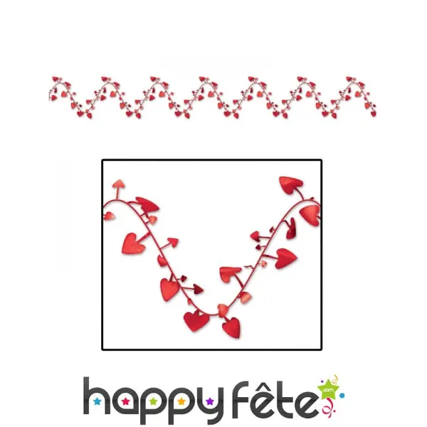 Guirlande de coeurs rouges, 7m