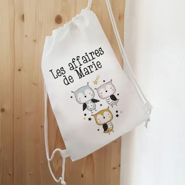 Sac de sport enfant personnalisable modèle Hiboux