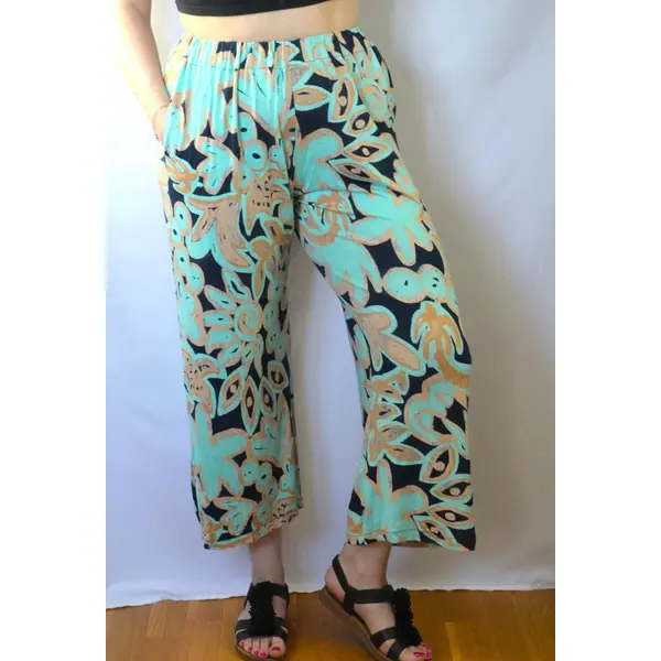Pantalon léger motif tropical