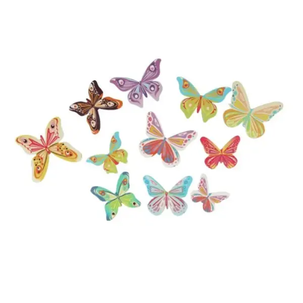 17 Papillons 3D comestibles en azyme assortis