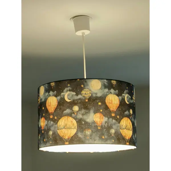 Abat-jour montgolfière – ciel étoilé lune & voyage, déco poétique, chambre enfant ou adulte, idée cadeau