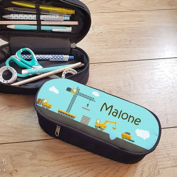 Trousse à crayons personnalisable modèle Chantier grue