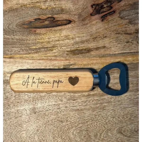 Décapsuleur en bois à personnaliser - cadeau fête des pères, fête des mères, mariage, baptême, evg, evjv, témoin, annonce grossesse