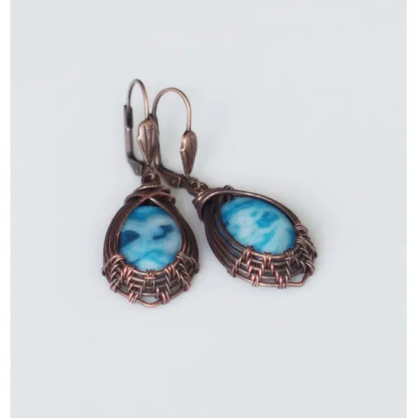 Boucles d'oreilles en pierre naturelle, boucles d'oreilles romantiques cuivre jaspe