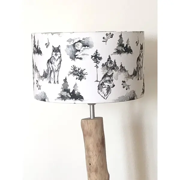 Abat-jour loups – lampe déco forêt, luminaire nature, montagne, chalet, scandinave, salon, chambre