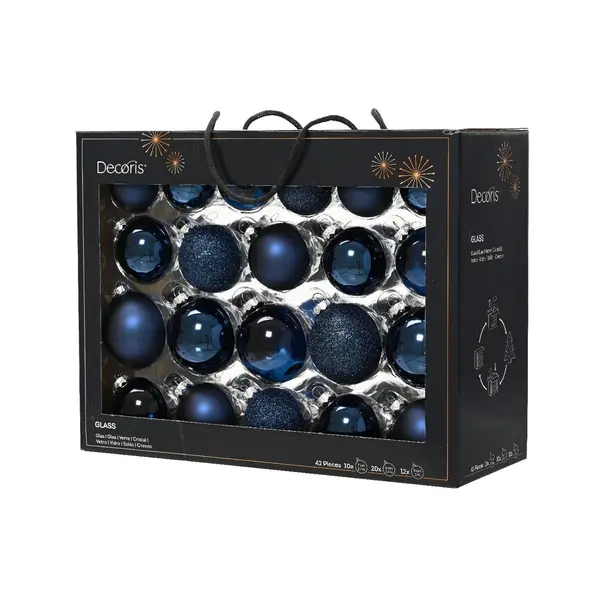 42 Boules de Noël classiques bleues