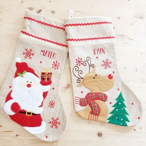 Grande chaussette / botte de Noël personnalisable