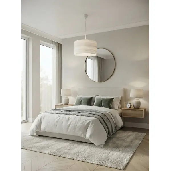 Abat-jour blanc nacré irisé – décoration géométrique chic, luminaire salon chambre, ambiance contemporaine et élégante