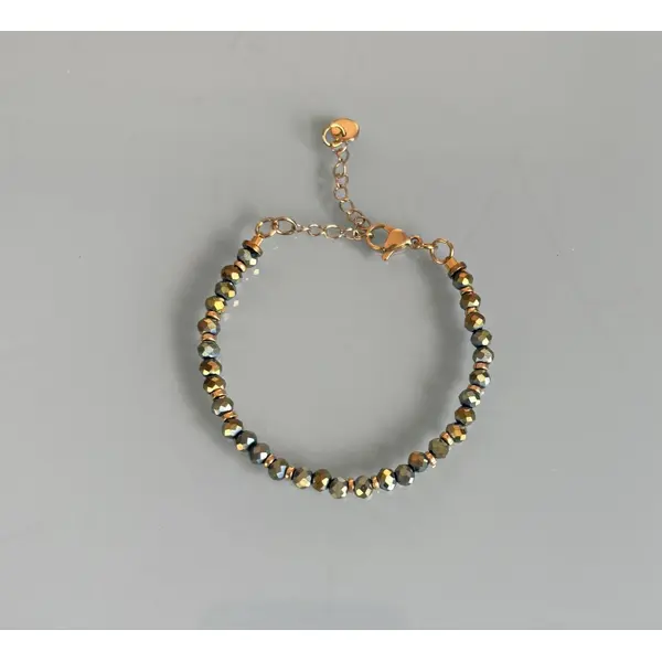 Bracelet en perles vertes héliotropes bracelet femme gourmette pierres naturelles magiques et perles heishi plaqué or 24 k