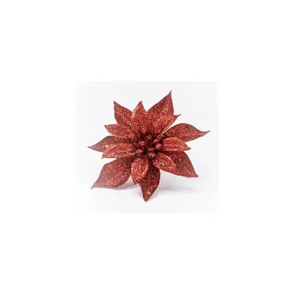 Fleur rouge à paillettes sur clip