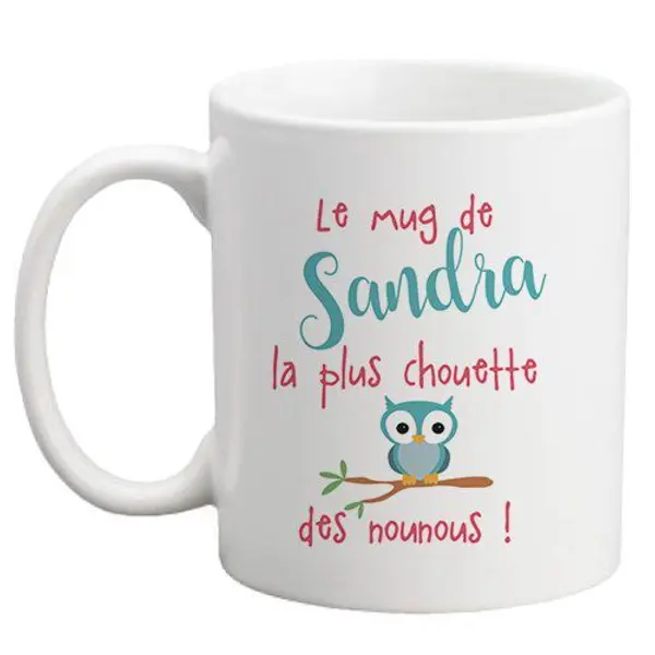 Mug personnalisable recto de la plus chouette des nounous