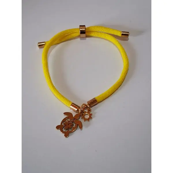 Bracelet réglable torsadé jaune " turtle "