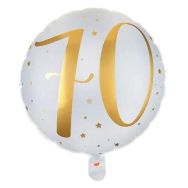Ballon Anniversaire - Blanc et Or - 70 ans