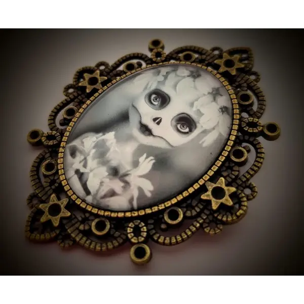 Broche catrina féminin mexicain - portrait gothique romantique.