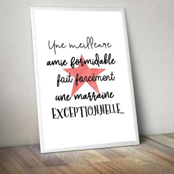 Affiche marraine exceptionnelle à offrir – cadeau marraine plein d’émotion
