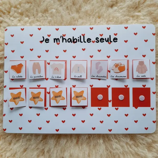 Je m'habille seul(e) - tableau de motivation à l'autonomie de l'enfant personnalisable au prénom de l'enfant