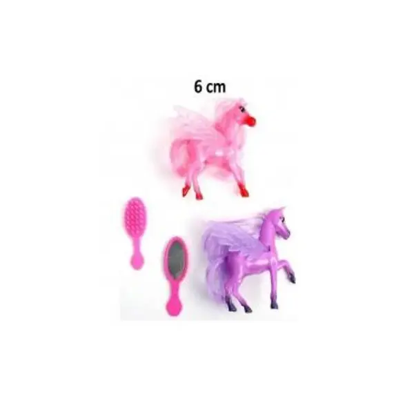 2 Poneys à Coiffer avec Ailes & Accessoires - 6cm