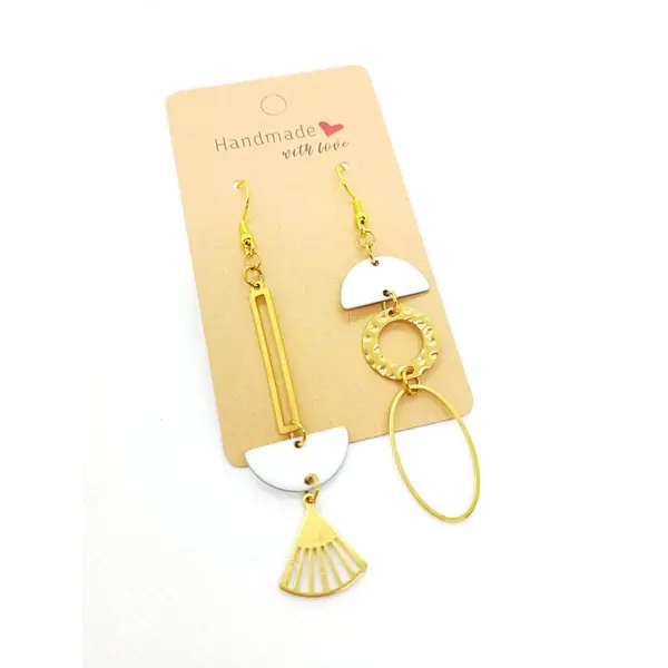 Boucles d'oreilles asymétriques en acier inoxydable doré