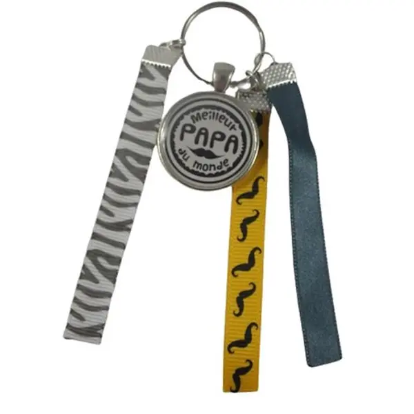 Porte clés gris et jaune "meilleur papa au monde"