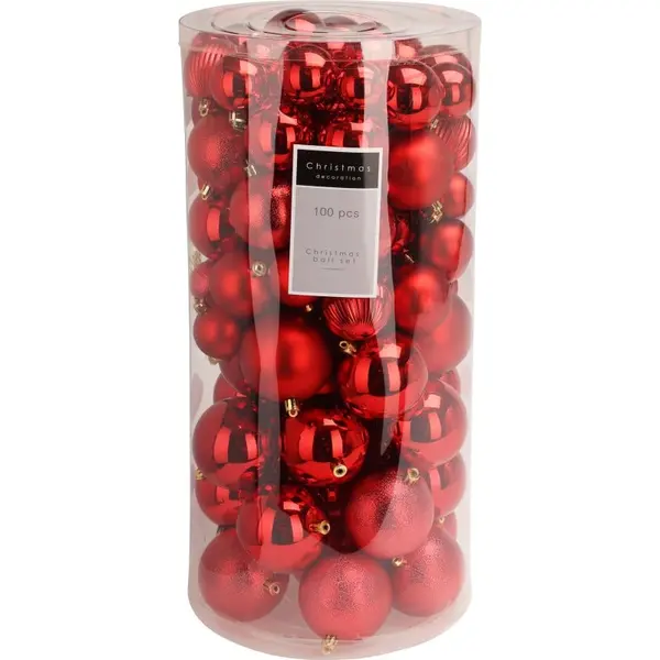 100 boules de Noël rouge
