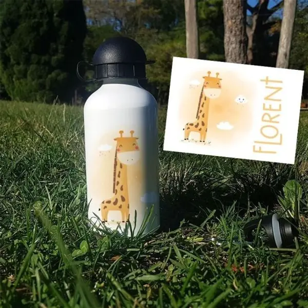 Gourde ou bouteille personnalisée pour enfant modèle Girafe