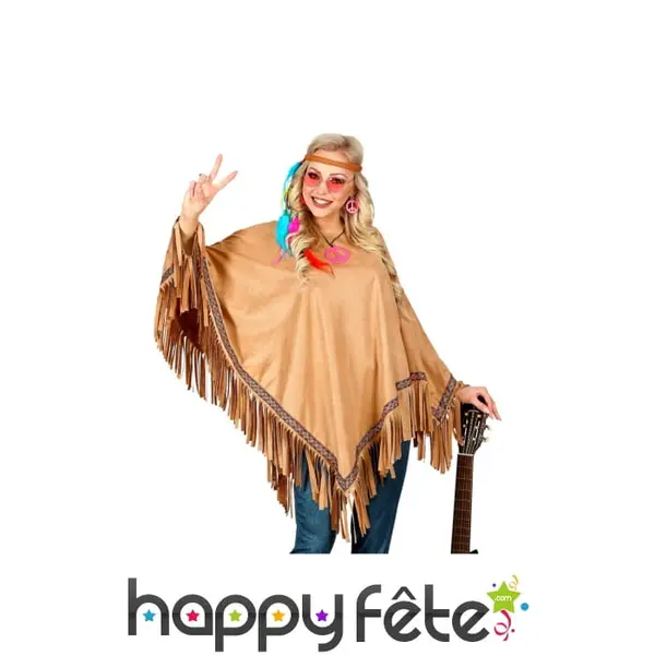 Poncho marron indien pour adulte
