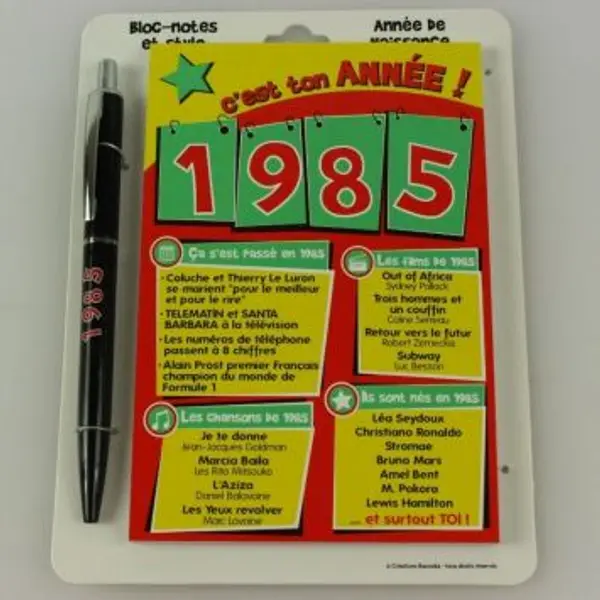 Bloc-notes et Stylo Année de naissance 1971