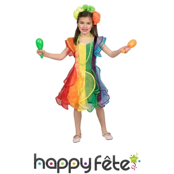 Robe brésilienne arc en ciel pour enfant