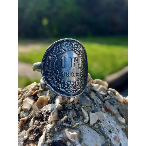 Bague pièce de monnaie 1 franc helvetia suisse