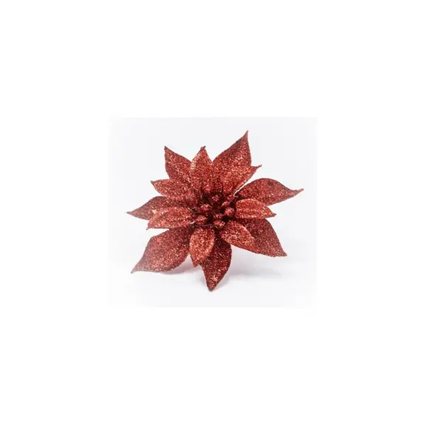 Fleur rouge à paillettes sur clip