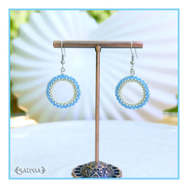 Boucles d'oreilles anneaux tissés à l'aiguille perles de verre japonaises crochets ou dormeuses acier inoxydable (#bo997)