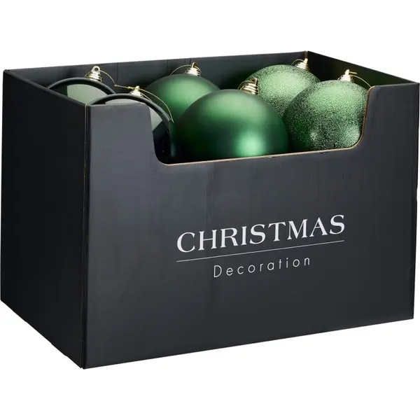 12 Boules de Noël incassable 14 cm vert