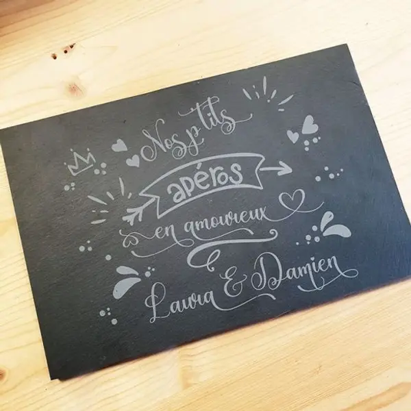 Planche en ardoise apéro en amoureux | Saint Valentin | Cadeau couple