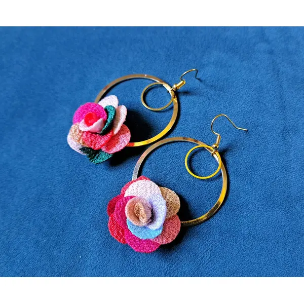 Boucle d'oreille coquillage, étoile, cercle, perles plate ronde bleu, crochet en métal acier inoxydable doré