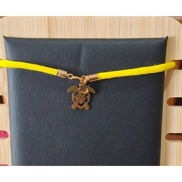 Bracelet réglable torsadé jaune " turtle "