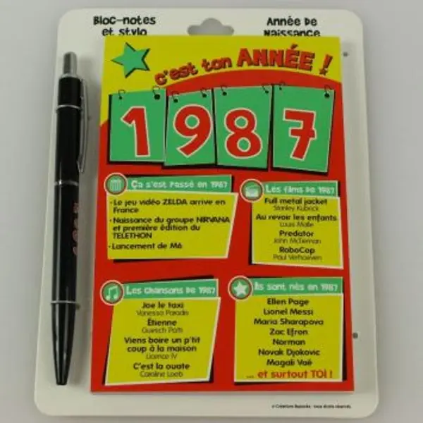 Bloc-notes et Stylo Année de naissance 1949