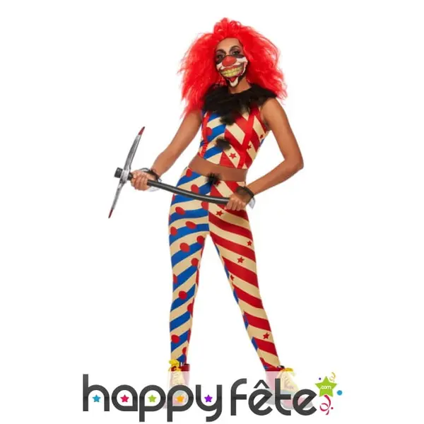 Tenue de clown maléfique moulante pour femme