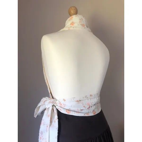 Top dos nu fleuri vanille & rose