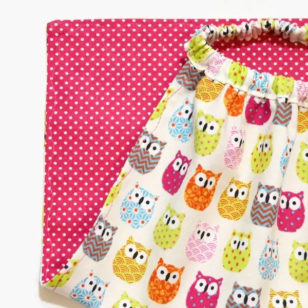 Serviette de table enfant, avec élastique, cantine maternelle, motifs petites chouettes