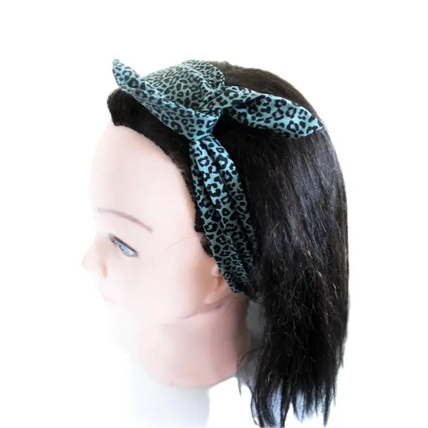 Bandeau cheveux rigide femme léopard vert et noir
