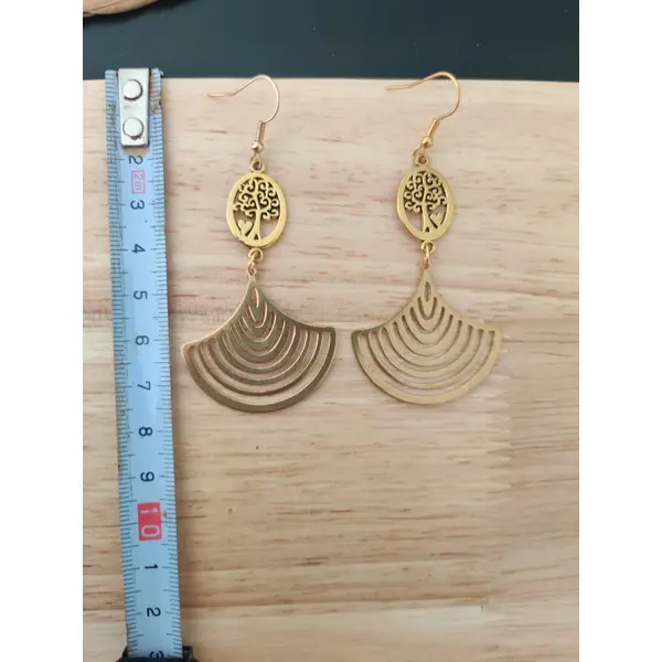 Boucles d'oreilles pendantes, boucles symétriques, bijoux dorées