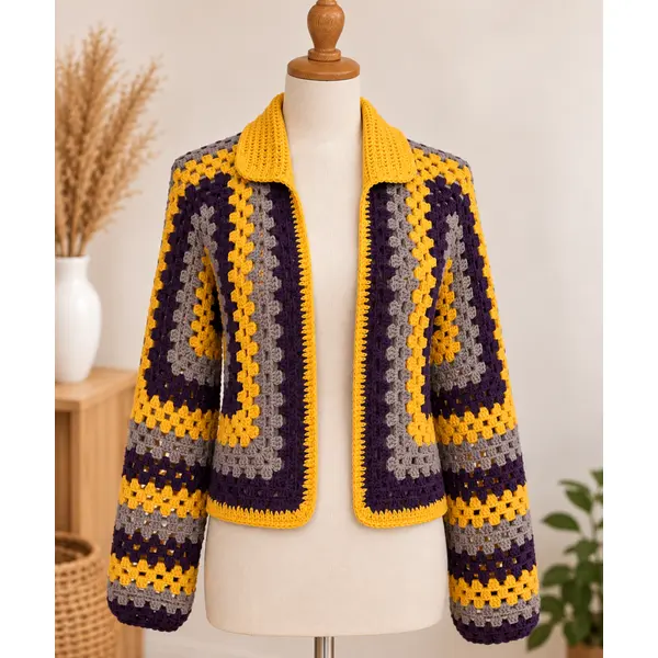 Cardigan au crochet fait main – 100 % coton