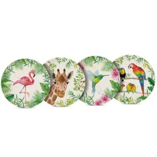 4 Assiettes en Bambou - Tropical