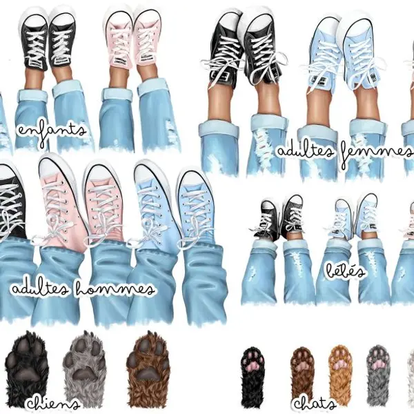 Porte clés simili cuir Famille baskets