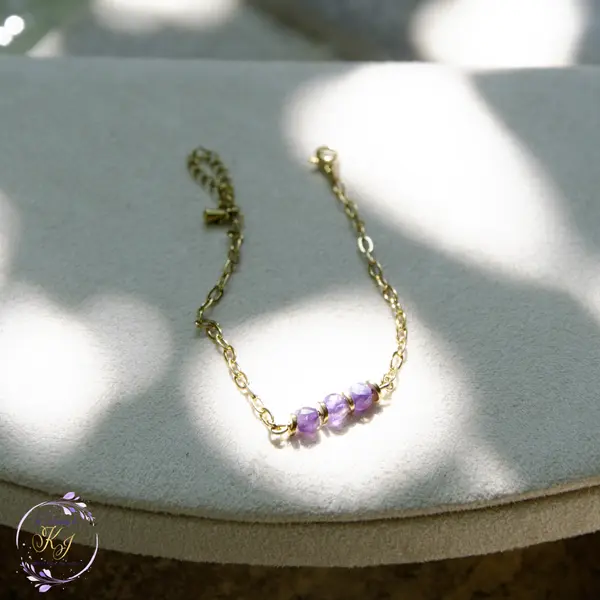 Bracelet "adelisa" code : destock50 acier 316l et améthyste 14.6 cm bijoux femme assembler mains (a681)
