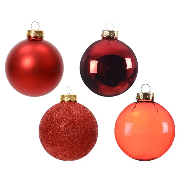 Set de 42 boules de Noël classiques rouges