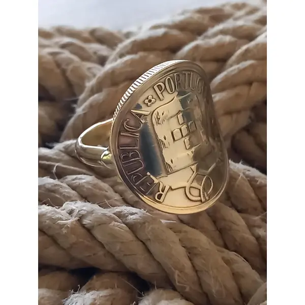 Bague pièce de monnaie 5 escudos portugal