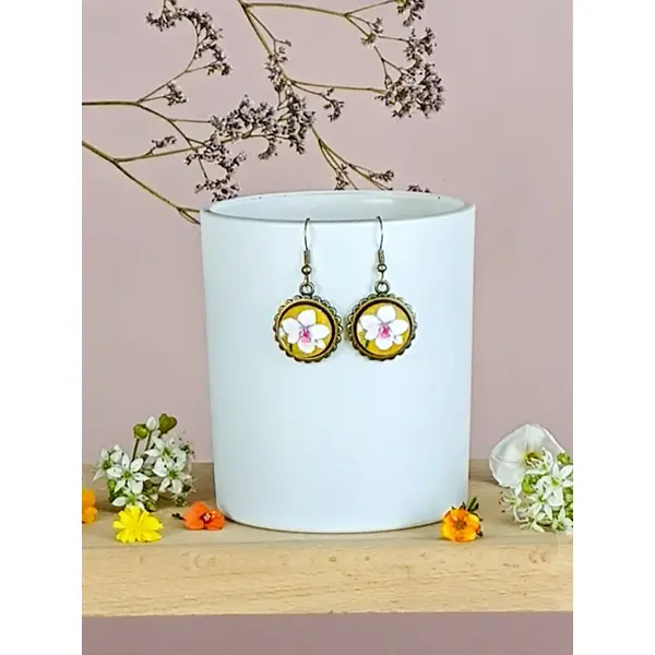 Boucles d'oreilles "fleur" en tissu 40mm