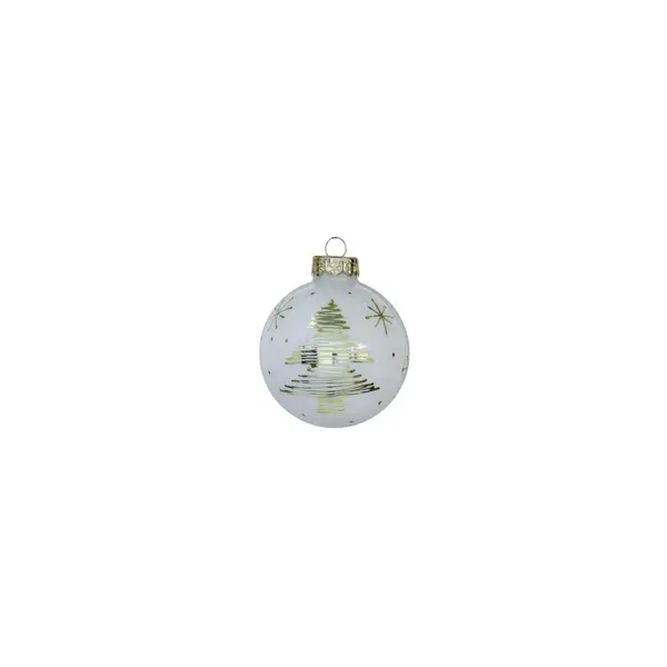 12 Boules de Noël blanches déco or